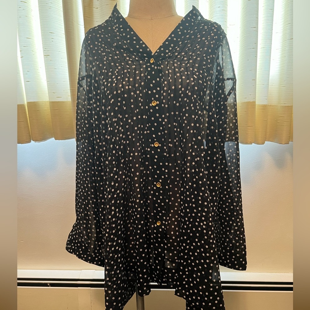 Sheer polka dot long sleeve shirt
